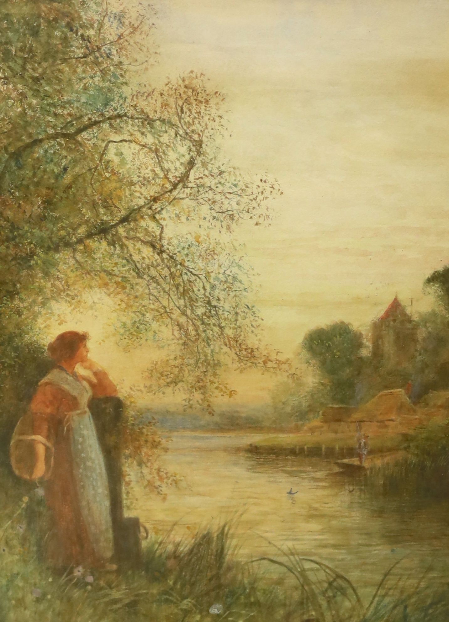 Attributed to Frederick Hines (Exh. 18801897), watercolour, 'Twickenham Ferry', signed, 37 x 27cm